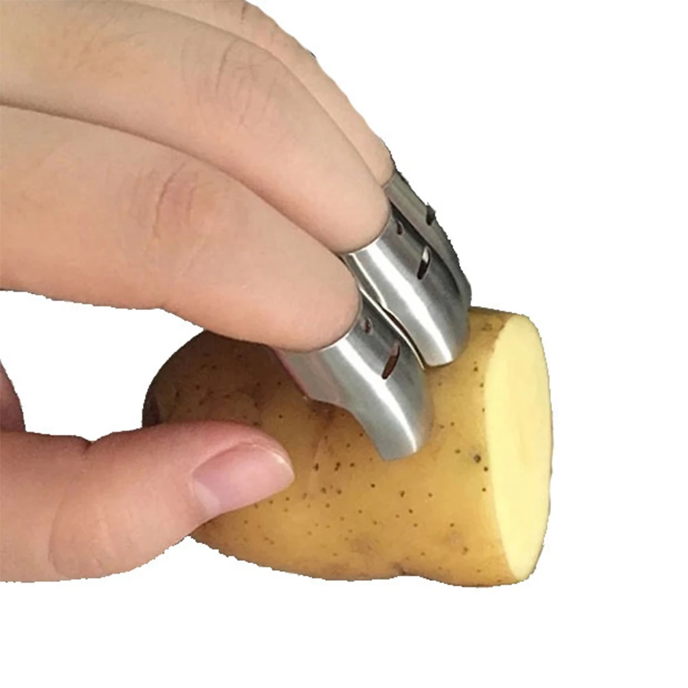 4 шт./компл. Безопасный нож для защиты пальцев кухонные принадлежности один большой три маленькие из нержавеющей стали серебряный протектор для пальцев