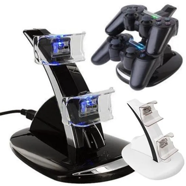 Cheap Gasky Black LED Light Dual USB Powered Charging Dock Stand Holder Charger For Sony PlayStation 3 PS3 Controller Game Accessories