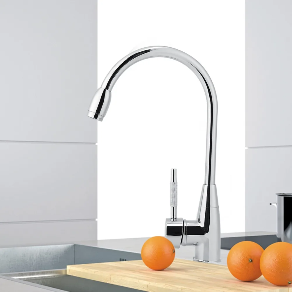 360 градусов Кухня кран 2 отверстия современной водопроводной воды Ванная комната раковины Mixter кран латунный Chrome Set