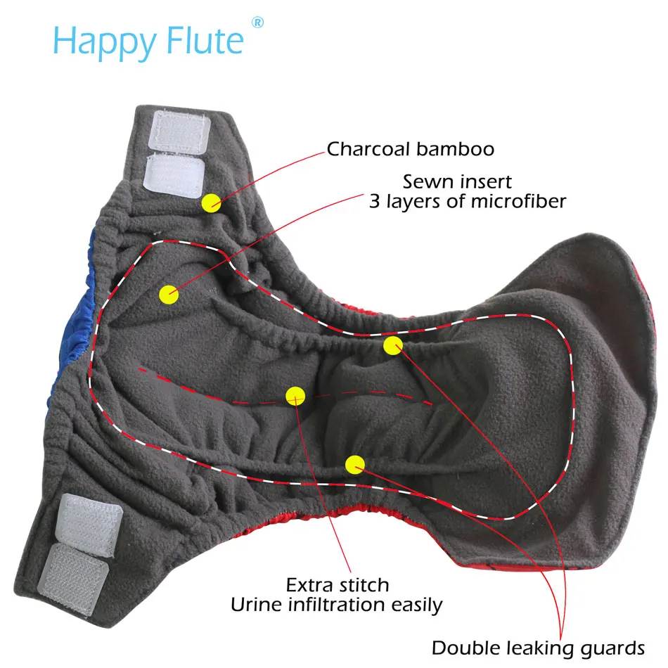 HappyFlute новорожденный уголь Бамбук AIO водонепроницаемый и дышащий подходит для