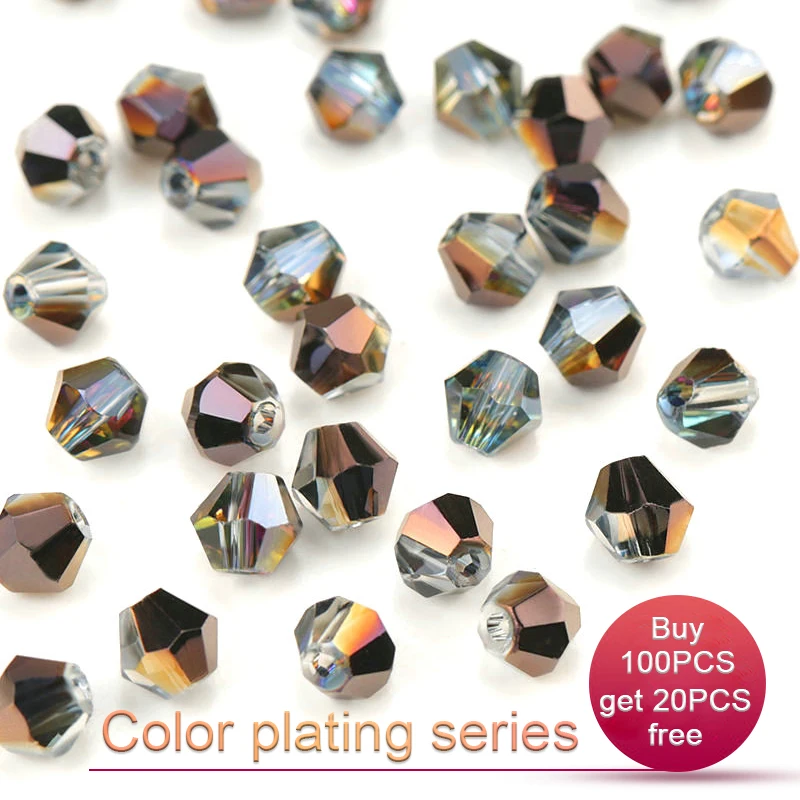 

120pcs Shiny AB color 4mm Crystal Bicone Beads Glass Beads Loose Spacer Beads earring bracelet making Jewelry Accessories DIY
