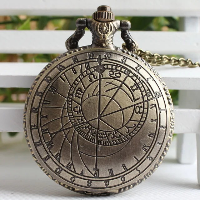 Bronze Color Doctor Who Theme Antique Pocket Watch With Dr. Who Symbols Design G Bronze Color Doctor Who Theme Antique Pocket Watch With Dr. Who Symbols Design G