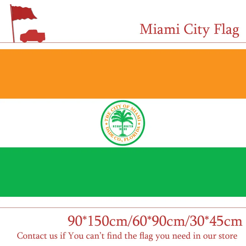 

Free shipping Miami City Flag 3x5ft Custom 100d Polyester 30*45cm Car Flag 90*150cm 60*90cm Flag