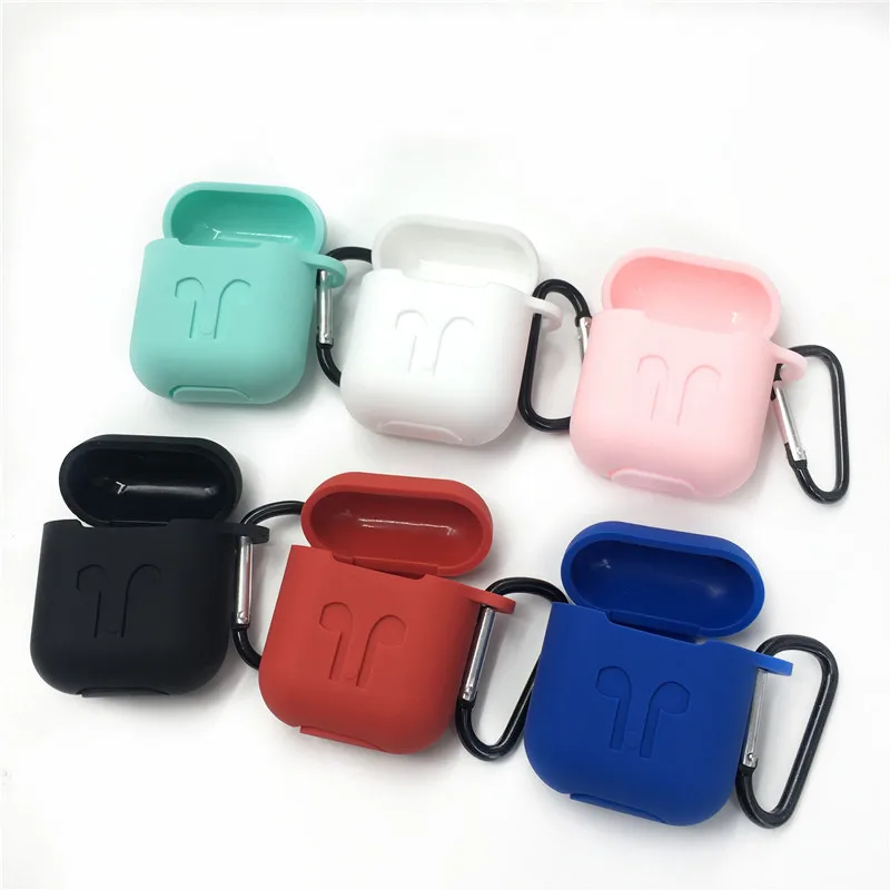 

Soft Silicone Cover For Apple Airpods Waterproof Shockproof Protector Case Sleeve Pouch For Air Pods Earphone With Hook