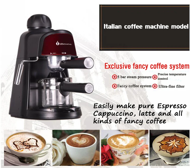 Итальянская кофемашина полуавтоматическая Паровая 5 бар насос давление бытовой коммерческий Электрический вспениватель молока Кофеварка CM6810