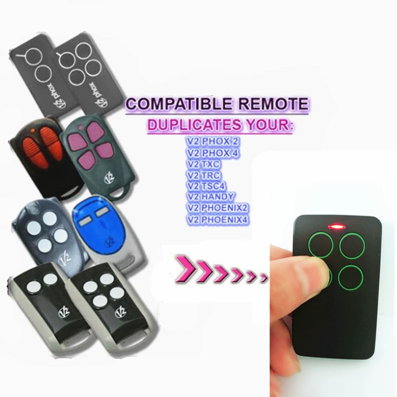 

1x Free Shipping Clone 433.92Mhz Rolling Code Garage Door Gate Remote Control V2 TSC2, TSC4, TRC2, TRC4, TXC2, TXC4,