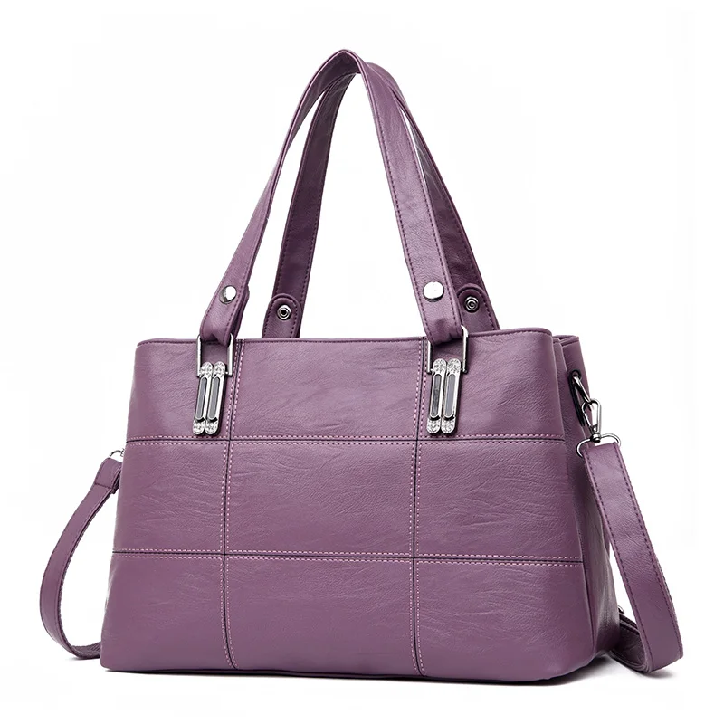 Бренд kmffly женские кожаные сумки женские сумки на ремне Женский сумка большая емкость Женская Повседневная сумка черный/красный - Цвет: Purple