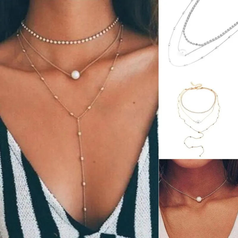 Boho ювелирный многослойный чокер с бусинами ожерелье s для женщин сексуальная