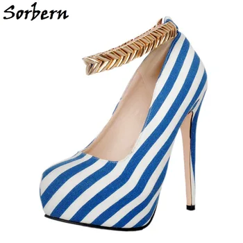 

Sorbern Plus Size Pumps Designer Shoes Women Custom Made High Quality Brand Ladies Pumps Spring Round Toe Spring Size 10 Chain