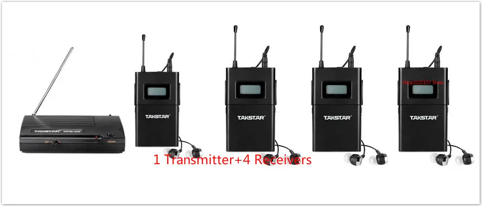 Takstar WPM-200/wpm200 UHF Беспроводная система монитора в ухо стерео Беспроводная гарнитура сценические мониторы 1 передатчик+ 4 приемника