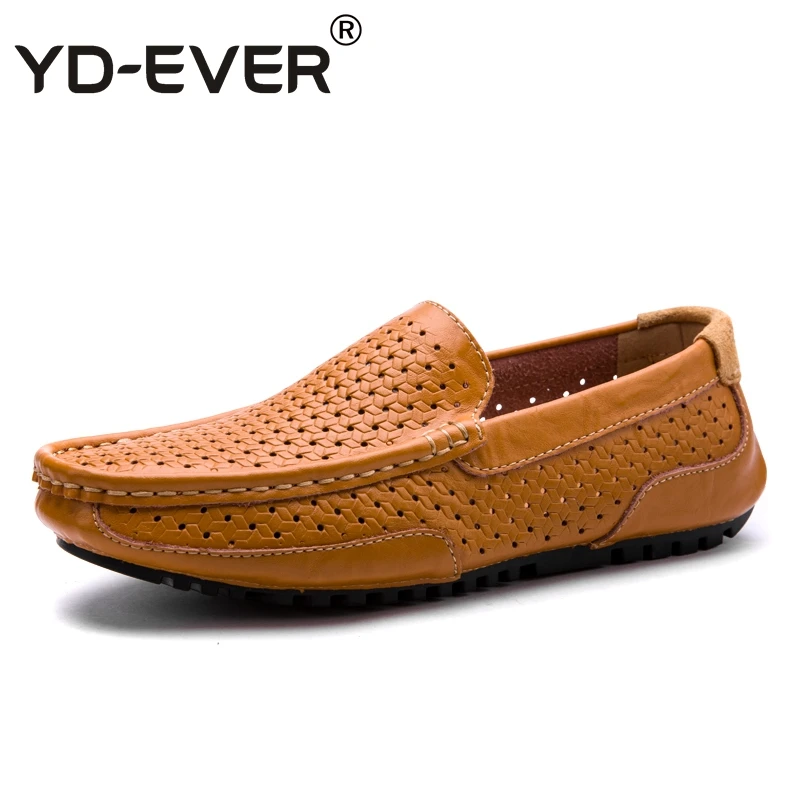YD EVER summer genuine Leather Men Casual shoes Driving shoes soft