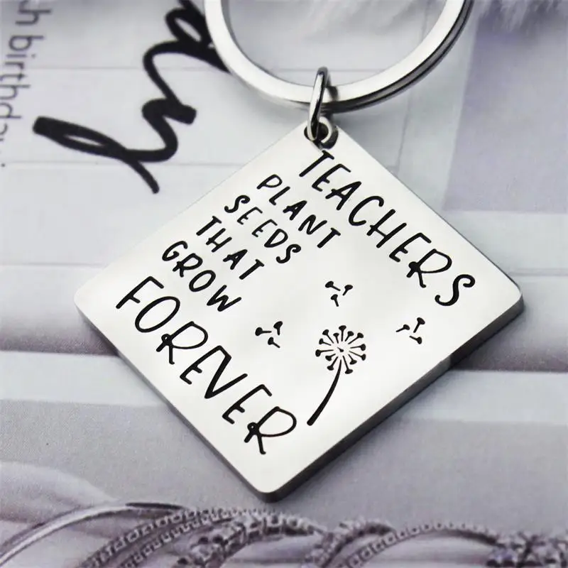 

High Quality Stainless Steel Dandelion Keychains with Tree Silver Key Chains Teachers Fashion Jewelry