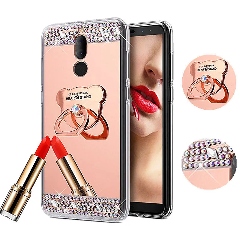 P Smart Ring Bling зеркальный чехол для Huawei Honor 7a pro 8 v8 9 v9 6c v10 Magic Mate 10 Lite 7 SE Y5 Y6 Y9 2018 Y3 II G7 G9 Plus