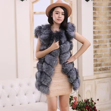 Whole skin silver fox fur Real silver fox vest