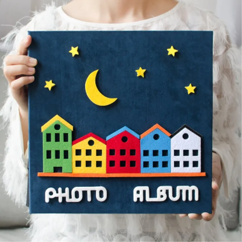 

Самоклеящийся альбом ручной работы для детского творчества, 14 дюймов, с твердой доской, детский альбом