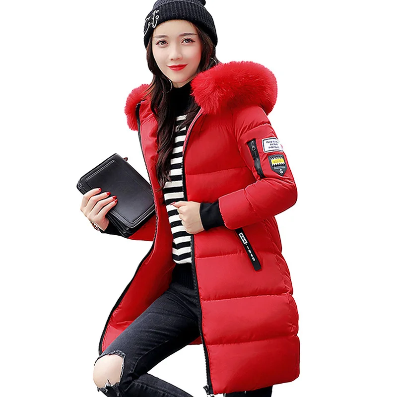 

Winter Jacket Women 2018 Women Fashion Solid Color Zipper Parka Coat Long Hooded Duck Down Jacket Female Slim Outwear Plus Size