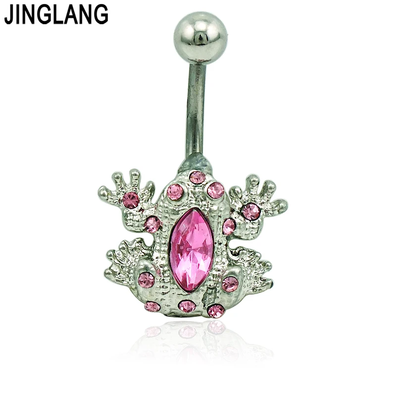 Fashion Navel Rings Surgical Steel Barbells Rhinestone Frog Belly
