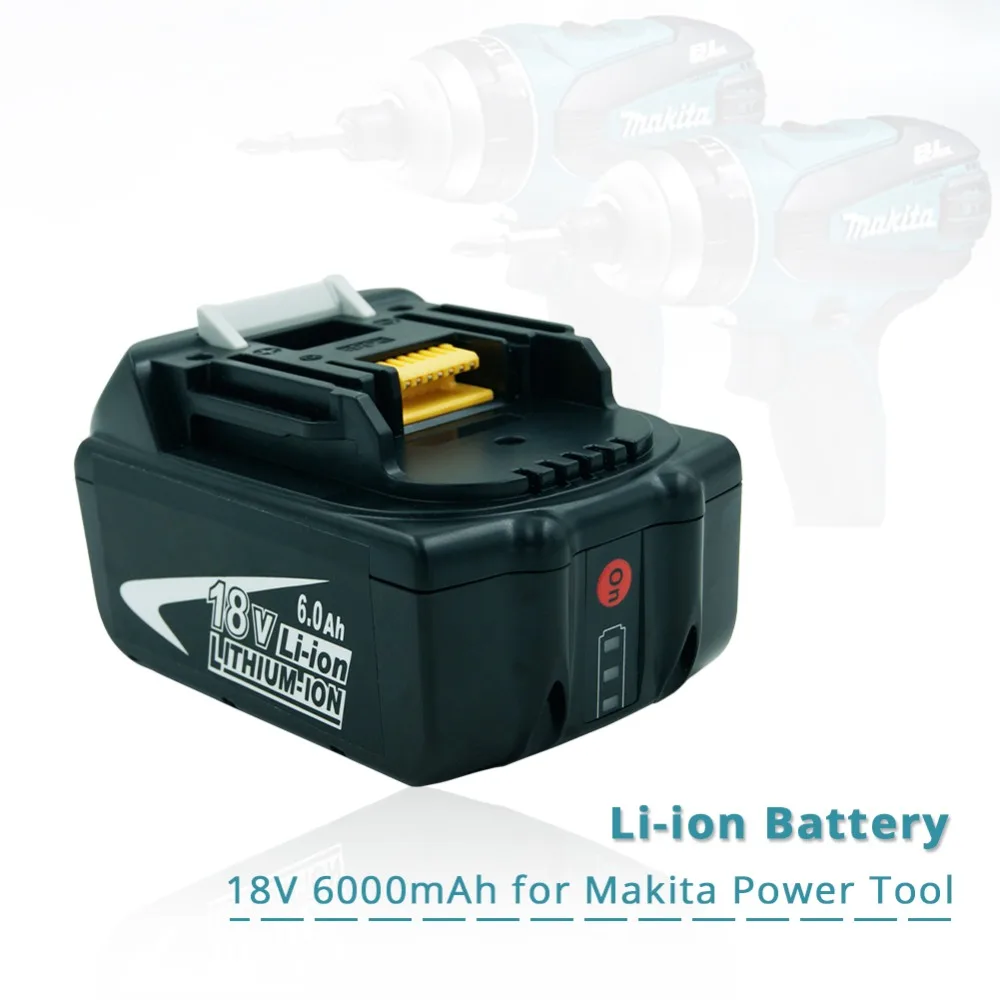 Replacement Makita 18v 6.0Ah Rechargeable Battery w/ LED Light for