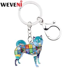 Shiba Inu WEVENI Metal Chave Anel Chave Da Cadeia de Charme Saco Keychain Cão Esmalte Acessórios Lembrança Moda Animais Jóias Para Mulheres