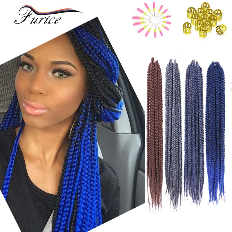 Cheap 3x Box Braids Crochet Hair Synthetic Weave Bundles 18 Inch