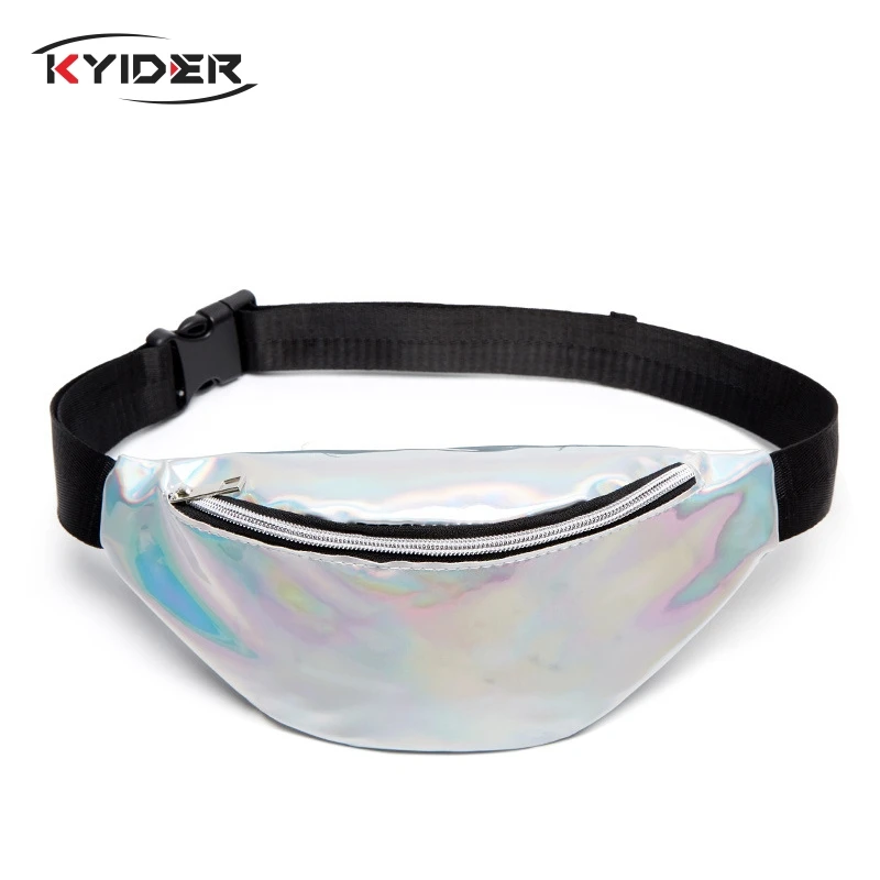 

KYIDER 2019 New Holographic Waist Bag For Women Pink Gold Black Laser Fanny Pack Belt Bag ladies Bum Bag Unisex Banana Bags