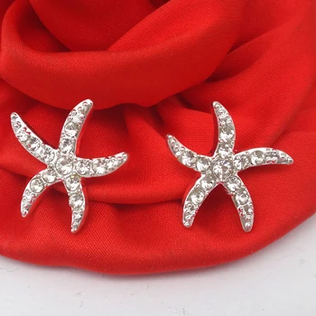 

18mm Crystal alloy rhinestone starfish button with shank for DIY hair accessories 30pcs RMM126