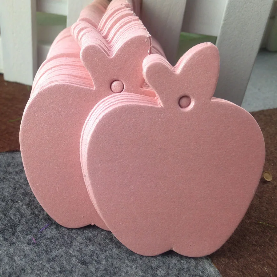 Wholesale Pink 1lot=500pcs Small Apple Tag Size 53x64mm Garment Paper