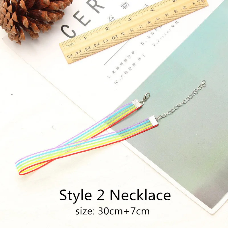 Радужное колье для мужчин и женщин Gay Pride, ожерелье, кружевная лента-чокер, ожерелье, браслет, ювелирные изделия - Окраска металла: Style 2