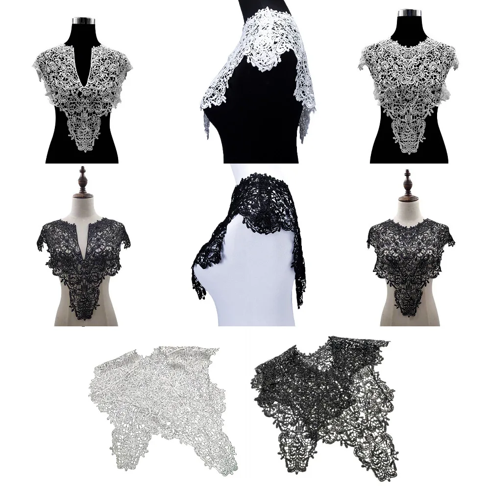 

Misaya 1pc Flower Lace Collar Necklines African Lace Fabric DIY Handmade Lace Applique For Patchwork Sewing Scrapbooking Crafts