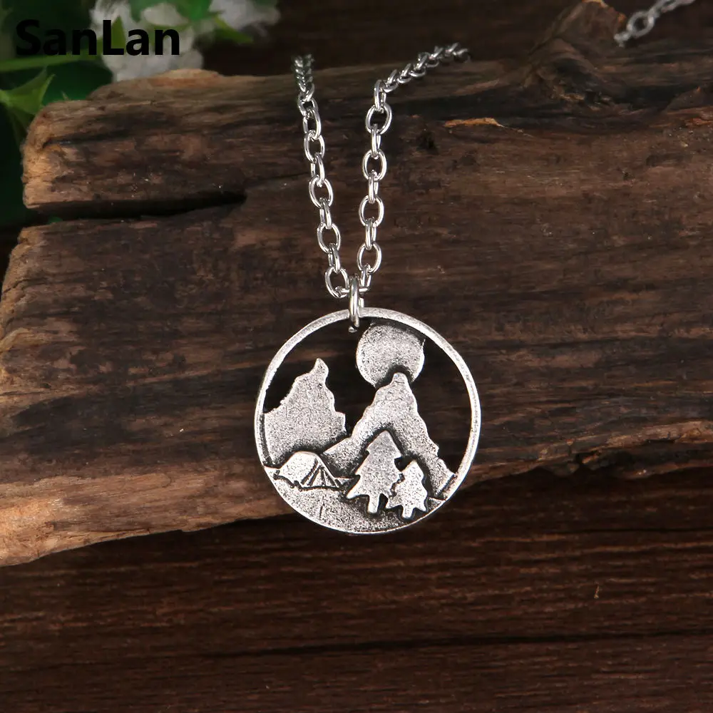SanLan 12pcs Forest tent pendant pine tree sun in Mountain hiking necklace gift travel mountain jewelry Nature Outdoor SanLan 12pcs Forest tent pendant pine tree sun in Mountain hiking necklace gift travel mountain jewelry Nature Outdoor