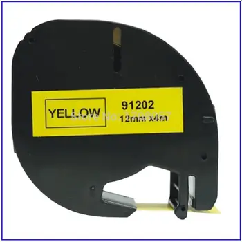 

LUDEOU For Dymo Letratag Plastic 12mm Label Printer Maker Tapes 91202 Black on Yellow Cartridge Tapes Letra Tag Plastic Tapes