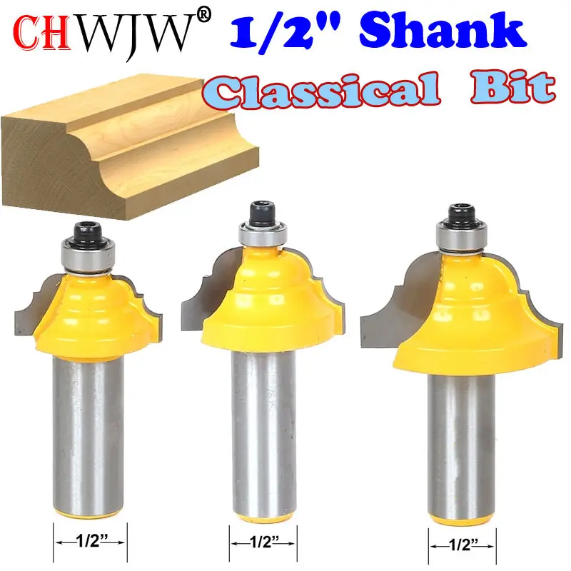 1pc 1/2" Shank Double Roman Ogee Edging Router Bit Small Wood Cutting