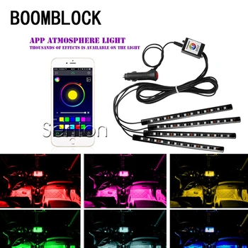 

BOOMBLOCK 1set App Car Colors LED Interior Light for BMW e90 e60 e46 f10 VW Golf 7 peugeot 206 2020 Accessories decoration auto