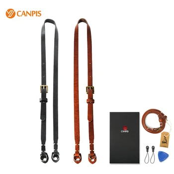 

CANPIS Adjustable Brown and Black Leather Camera Strap with Shoulder Support for Micro Digital Camera