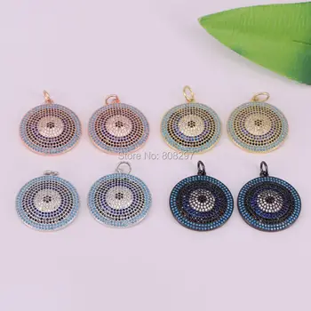 

New Design 10Pcs Micro Pave Colorful CZ Stone Turkey Round Pendant