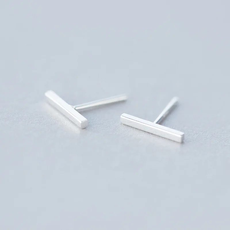 

Solid 925 Sterling Silver Stud Earrings for Women Simple Bar Design Silver Earring Minimalist Jewelry Allergy Free Dropshipping