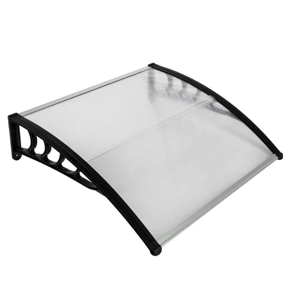 

US STOCK 100 x 100 Household Application Door Window Rain Cover Eaves Black Holder Eaves Canopy Black Color Awnings Canopy