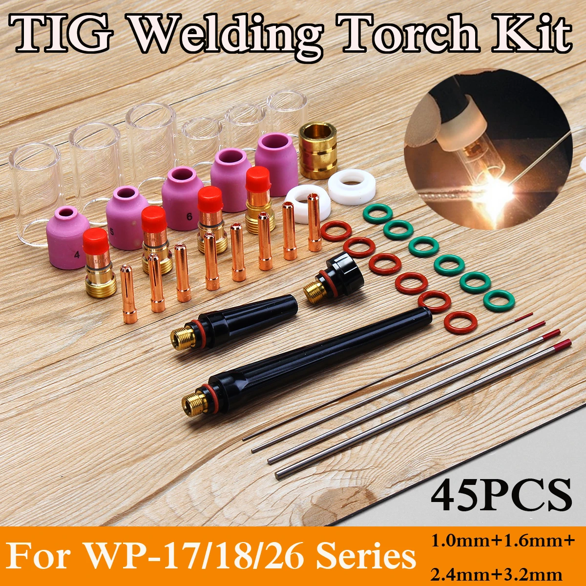 Buy New 45Pcs TIG Welding Torch Stubby Gas Lens Glass
