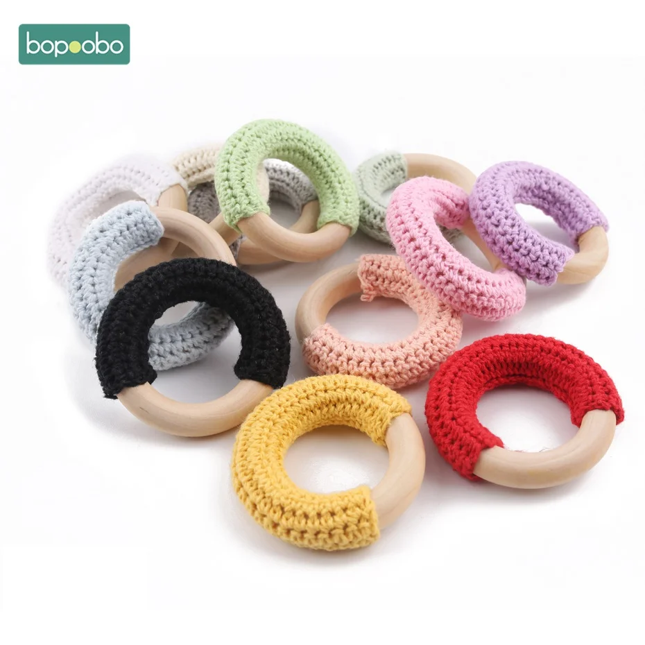 Bopoobo 6 шт. 50 мм деревянные кольца для вязания крючком пищевой класс зубное кольцо для ребенка Подарки Детские кусачки игрушки DIY Вязание
