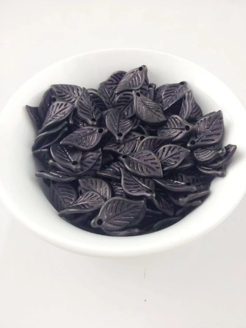 11x18mm frosted acrylic leaf beads006