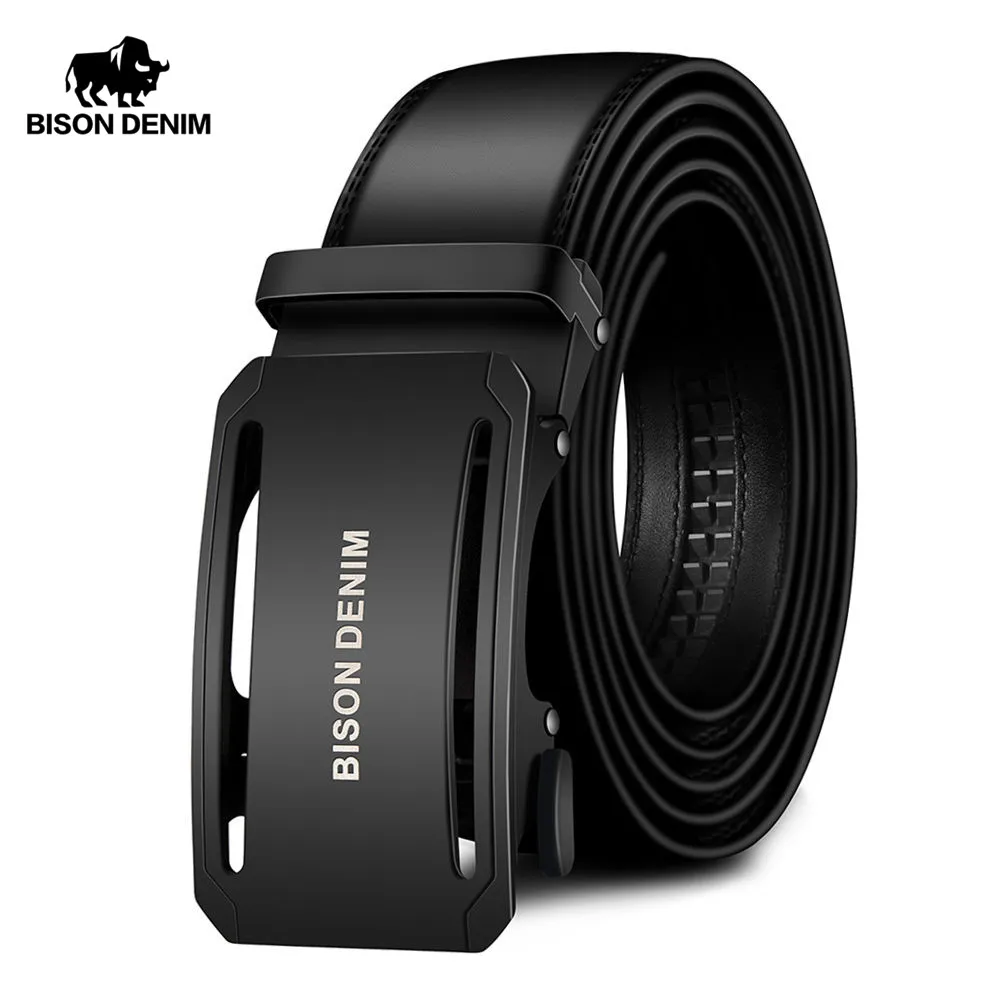 

BISON DENIM Fashion Belt Men Genuine Cow Leather Male Belts Automatic Buckle Business Men Belt Strap 3.5cm N71359