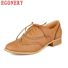 Faux Leather Casual Lace Up Round Toe Black Brogue Ankle Womens Shoes Oxfords Woman Shoe Top