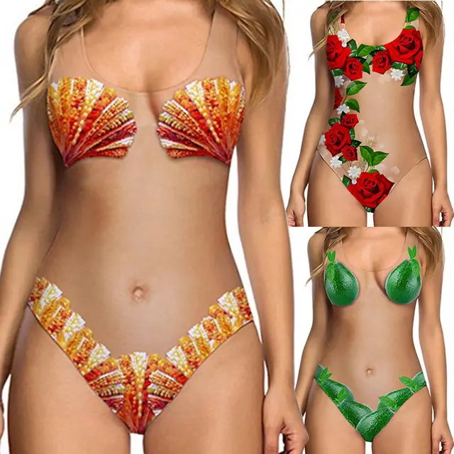 2018 New Women One Piece Skin Color Swimsuit Ladies Novel Beachwear