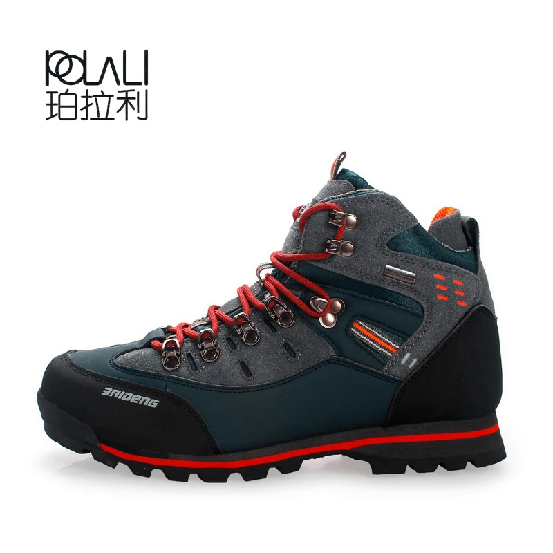 Водонепроницаемый Для мужчин Пеший Туризм обувь из натуральной кожи Пеший Туризм Сапоги высокие горные и обувь для рыбалки осень-зима Уличная обувь - Color: Blue