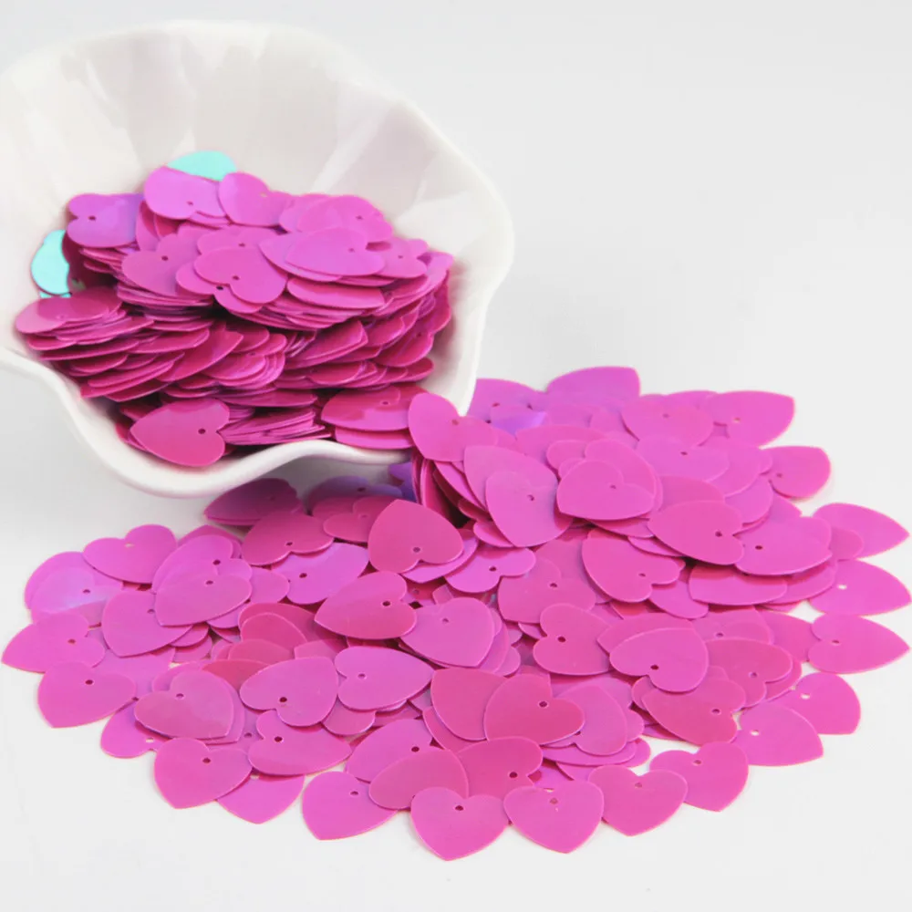 300 PCs Multiple Colors 16*17mm Heart Shape PVC Loose Sequins Plated AB