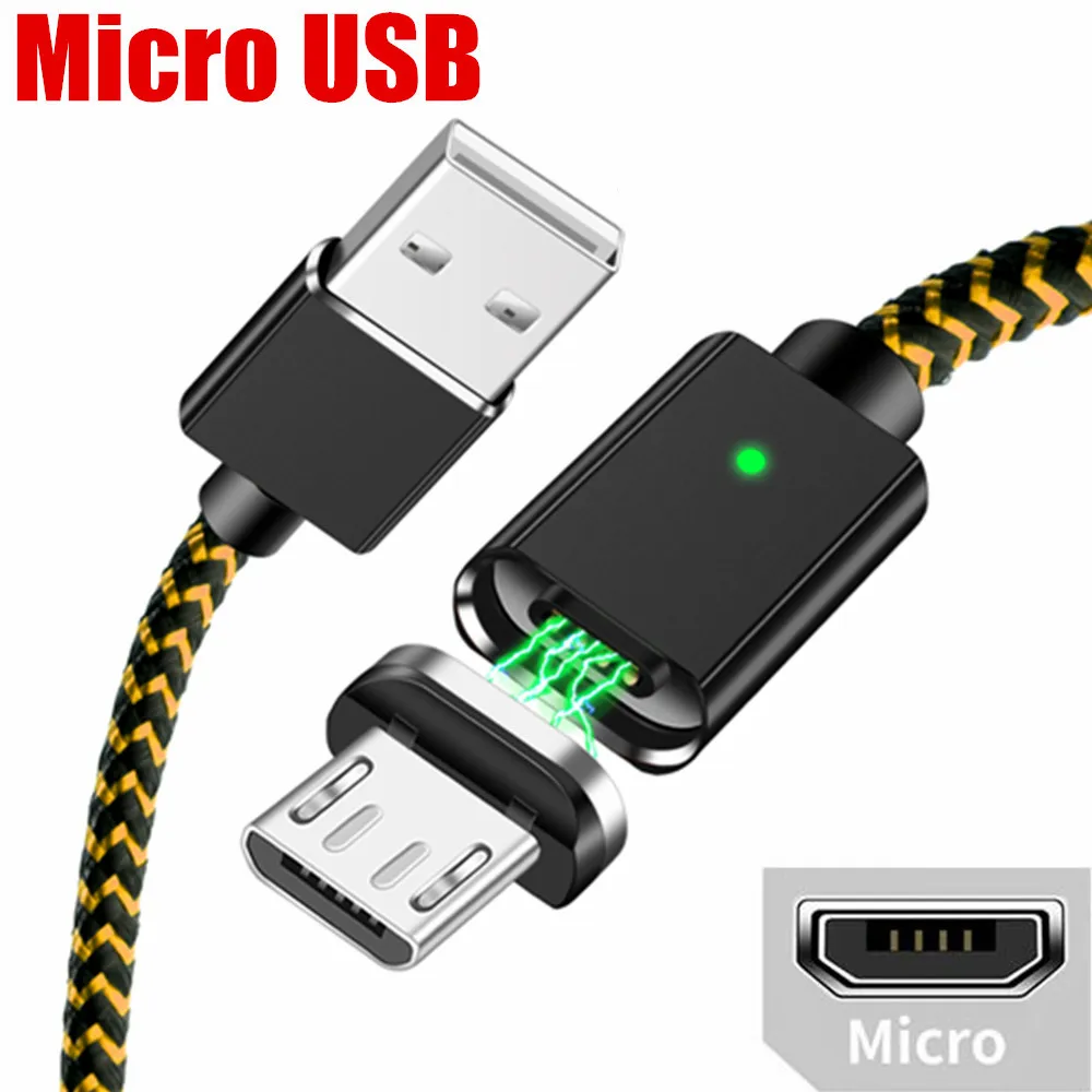 Магнитный usb-кабель для зарядного устройства Micro type-c для iPhone Xs 8 X Max samsung Xiaomi Android, быстрый usb-адаптер, Магнитный зарядный Дата-кабель - Цвет: Gold  Micro Cable