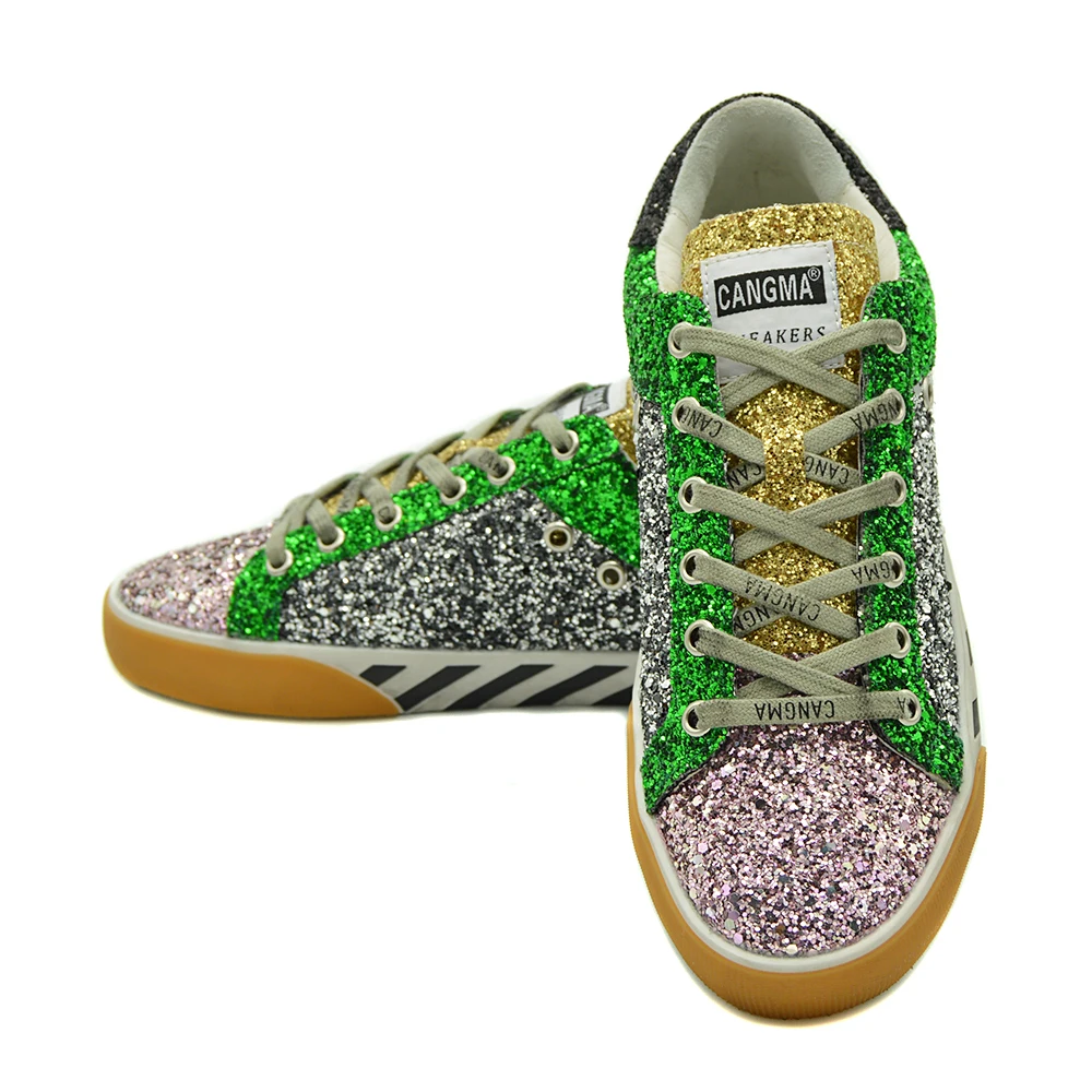 CANGMA Блестящие Кроссовки Дизайнерская обувь Мужская Высокое качество Многоцветный расшитая блестками ткань дышащая мужская модная обувь трендовая обувь