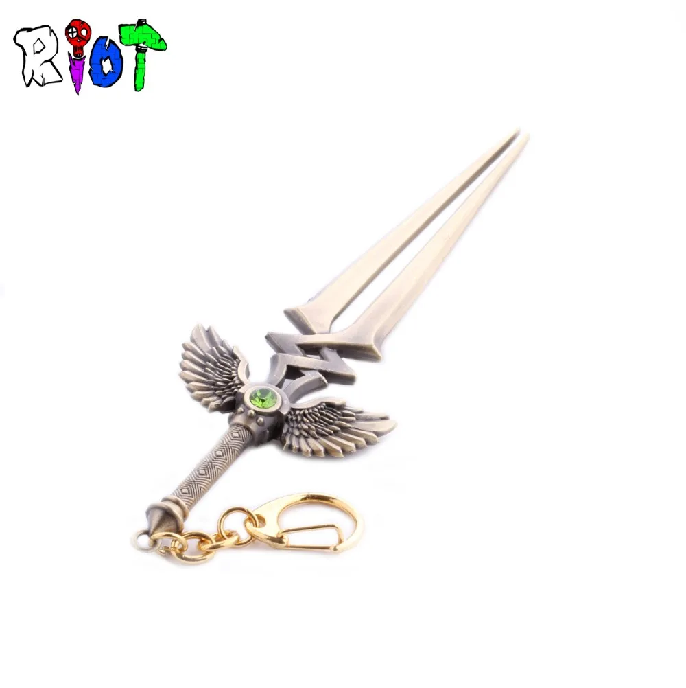 

LOL weapon model keychain League of Legends Twinblade of the Phoenix pendant keyring Phoenix Edged metal key holder men jewelry