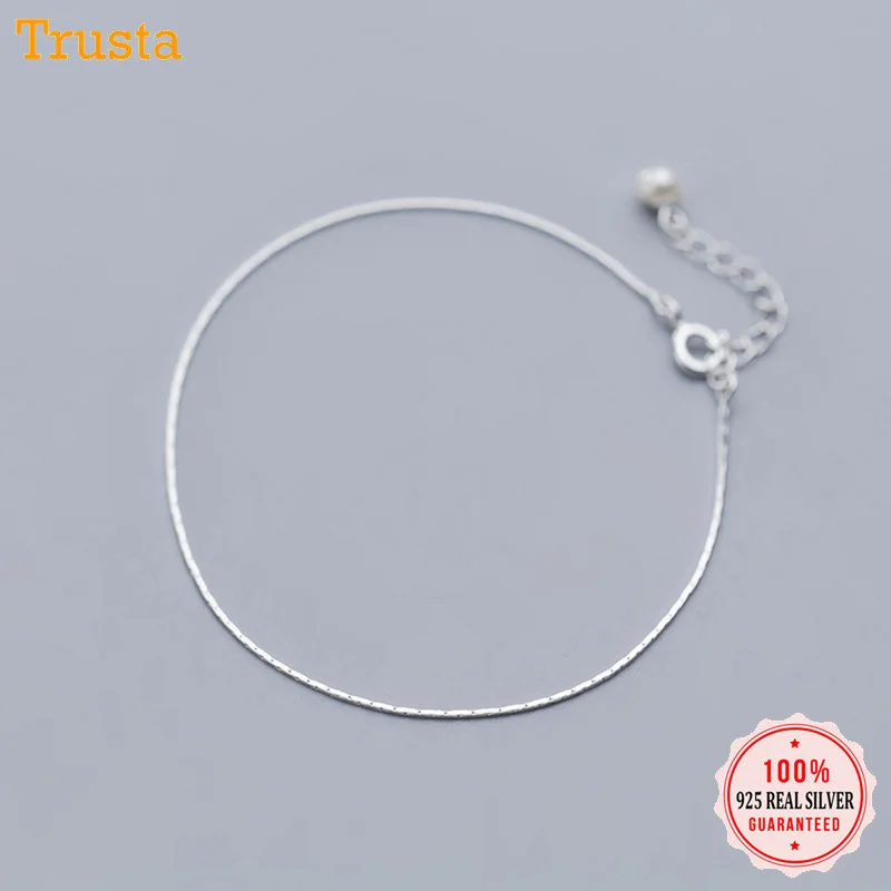 

Trustdavis 100% 925 Solid Real Sterling Silver Synthesis Pearl Snake Chain 16.5cm Bracelets For Teen Women Girl Jewelry DA288