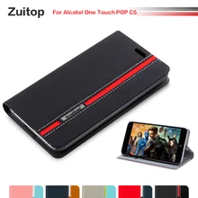 Funda de teléfono de cuero de poliuretano vaquero para Alcatel One Touch POP C5, funda con tapa para Alcatel One Touch POP C5, funda trasera de silicona blanda